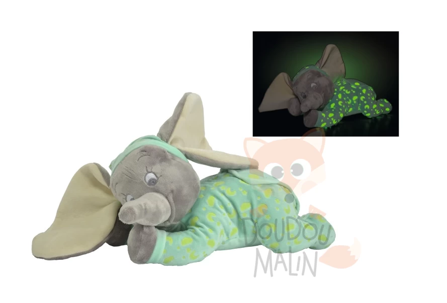 Disney Dumbo L'éléphant Peluche Luminescente Vert Gris 1 Disney Dumbo L'éléphant Peluche Luminescente Vert Gris