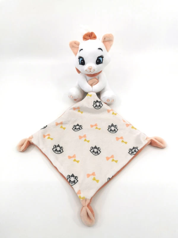Disney - Marie Le Chat - Aristochat Doudou Mouchoir Blanc Rose 1 Disney - Marie Le Chat - Aristochat Doudou Mouchoir Blanc Rose