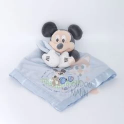 Disney - Mickey La Souris - Maxi Doudou Plat Carré Bleu 40 Cm