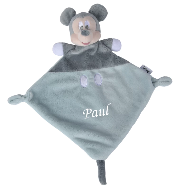 Disney - Mickey La Souris - Doudou Plat Bleu Pâle Gris 25 Cm 1 Disney - Mickey La Souris - Doudou Plat Bleu Pâle Gris 25 Cm