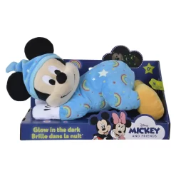 Disney 3 Disney Mickey La Souris Peluche Couchée Bleu Luminescente 30 Cm