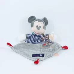Disney Mickey La Souris Doudou Plat Bleu Gris Rouge