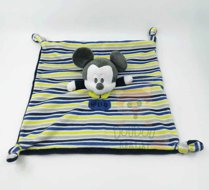 Disney Mickey La Souris Doudou Plat Bleu Jaune Hello 30 Cm 1 Disney Mickey La Souris Doudou Plat Bleu Jaune Hello 30 Cm