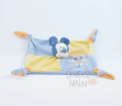 Disney Mickey La Souris Doudou Plat Bleu Jaune Orange