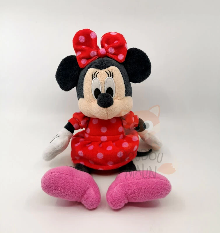 Disney - Minnie La Souris - Peluche Robe Rouge Pois Rose 25 Cm 1 Disney - Minnie La Souris - Peluche Robe Rouge Pois Rose 25 Cm