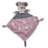 Disney - Minnie La Souris - Doudou Plat Rose Pâle Gris 25 Cm