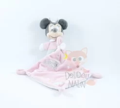 Disney Minnie La Souris Doudou Mouchoir Rose Blanc Mouton