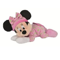 Disney Minnie La Souris Peluche Allongé Luminescente Rose 30 Cm