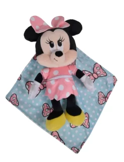 Disney Minnie La Souris Peluche Couverture Rose Bleu Noeud