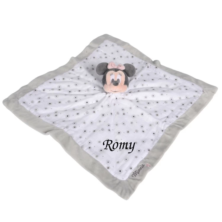 Disney Minnie La Souris Doudou Plat Lange Blanc Gris étoile 1 Disney Minnie La Souris Doudou Plat Lange Blanc Gris étoile
