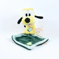 Disney Pluto Le Chien Doudou Mouchoir Jaune Vert Feuille