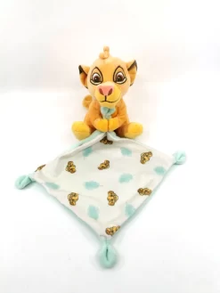 Disney - Simba Le Lion - Doudou Mouchoir Vert Jaune 25 Cm