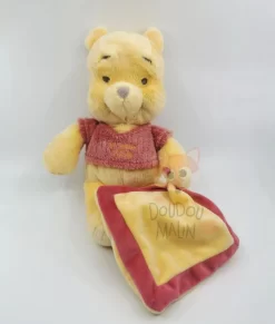 Disney Winnie L'ourson Peluche Avec Doudou Jaune Rouge 35 Cm